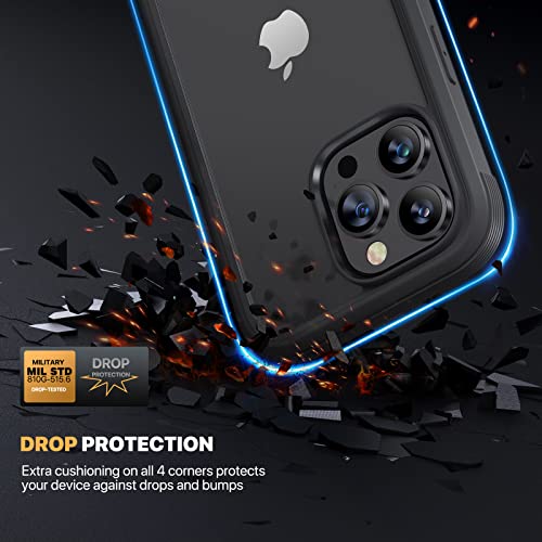 Diaclara Designed For Iphone 13 Pro Max Case [2023 New] Full Body Case With Built-In Touch Sensitive Anti-Scratch Screen Protector, Shockproof Phone Case For Iphone 13 Pro Max 6.7" (Black And Clear) #TOP3
