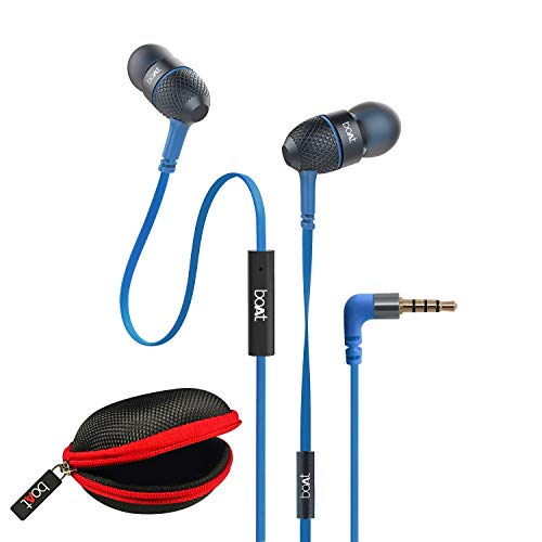 Image of Boat Bassheads 225 Wired in Ear Earphone with Mic(Blue, Carry Case)