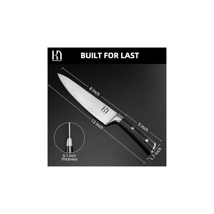 Chef-Knife-8-inch-Professional-Japanese-Chefs-Knife-High-Carbon-Stainless-Steel-Razor-Sharp-Kitchen-Cooking-Knife-for-Vegetable-Chopping-Meat-Cutting-Knife-with-Full-Tang-Handle KnifeSaga Chef Knife 8 inch Professional, Japanese Chefs Knife High Carbon Stainless Steel, Razor Sharp Kitchen Cooking Knife for Vegetable Chopping, Meat Cutting Knife with Full Tang Handle