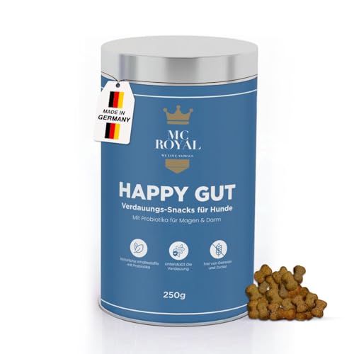 MC-Royal® Hundeleckerli für Hunde mit Probiotika, 250g [100% natürliche Inhaltsstoffe] für Darmsanierung, Verdauung, Entwurmung, Darmflora aufbauen, Kautabletten