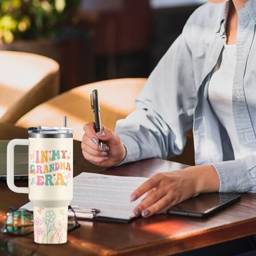 CGMIBAS In My Grandma Era Tumbler 40oz - Insulated Stainless Steel Cup with Handle & Straw - Funny Gift for New Grandma, First Time Grandmas, Cool Grammy - Christmas, Birthday Gift for Her by CGMIBAS - Image 6