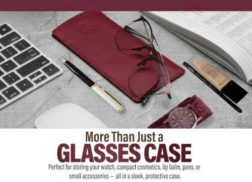 Image of ALLEN & MATE Genuine Leather Eyeglass Case, Slim Slip-In Reading Glasses