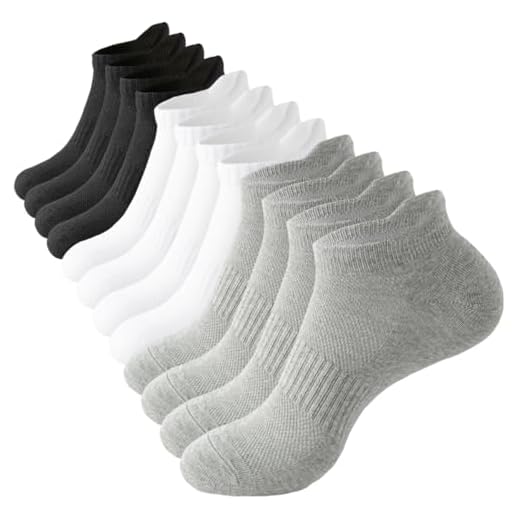 Rehelu Mens Ankle Socks Cotton Running Athletic Low Cut No Show Socks White & Black & Gray Size 9-12 for Women