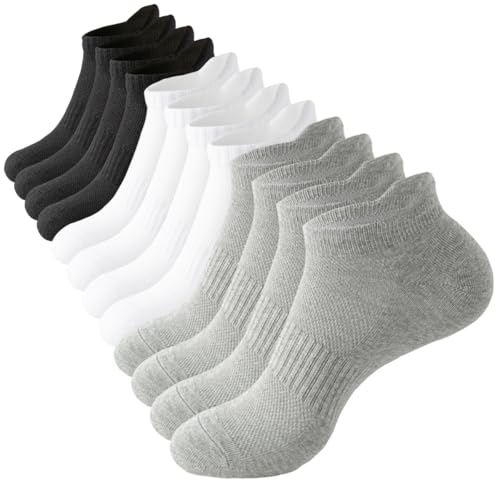 Mens Ankle Socks Cotton Running Socks Athletic Low Cut No Show Socks with Tab 6 Pairs