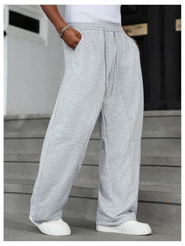 SHENHE Men's Baggy Sweatpants Open Bottom Wide Leg Loose Sweat Pants Lounge Workout Pants2