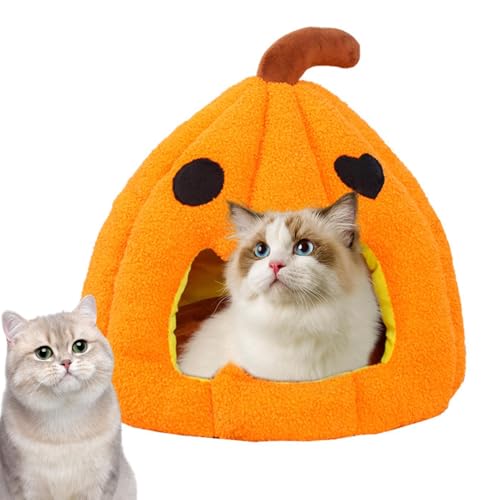 Lit de couchage chaud citrouille et grotte douce pour chatons - 2