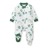 Burt's Bees Baby Girls' Organic Cotton Sleep and Play Footed Pajamas, One-piece Zip Front Romper, Baby Essentials