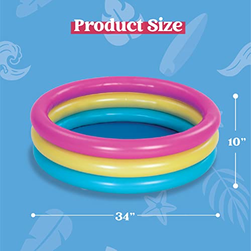 Sloosh Inflatable Kiddie Pool Small Baby Pool 3 Color Rings For Kids Blow Up Kid Pool Indoor & Outdoor Swimming Pool 34 Inches #TOP5