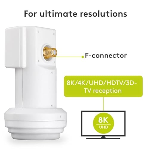 CABLEPELADO Conversor LNB Universal, LNB para Antena parabolica, Universal Single LNB, LNB Sat Digital (DVB-S2), Ruido 0,1 dB, 8K, 4K, UHD, HDTV, 3D, - imagen 5