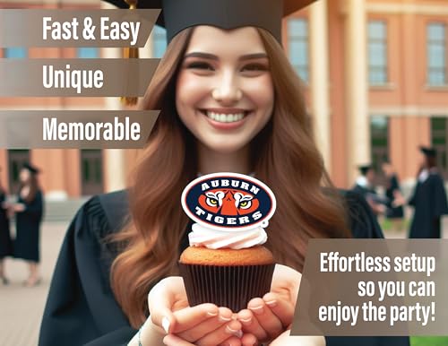 Auburn University Cupcake Toppers 24 Pc Grad Birthday Football Party Decor by PartyKandy - Used condition - Image 3