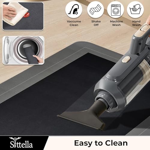 Image of SITTELLA Rubber Kitchen Mats Set of 2, Anti-Skid Kitchen Mats, Water Absorbent Rug, Carpets, Floor Mat for Home and Kitchen (120x40cm & 40x60cm) Grey, Rectangular