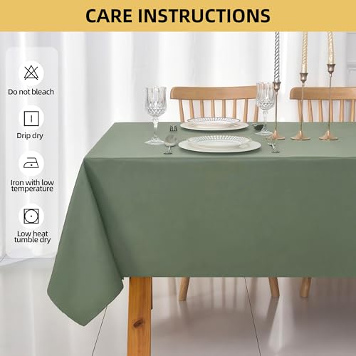 Image of 2-Pack 60x60 inch Sage Green Table Cloths, Solid Stain and Wrinkle Resistant Tablecloth, Premium Plain Weave Polyester Fabric Rectangle Table Linen Covers for Hotel, Banquet