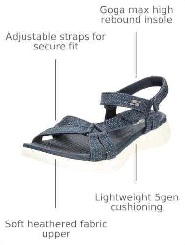 Image of Skechers Women's On-The-go 600-Brilliancy Sport Sandal | Casual, 5GEN Cushioning, Air-Cooled Goga Mat, Machine Washable, Vegan, River sandal