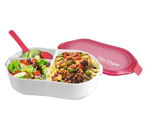 MARMITA POTE FITNESS PARA ALIMENTO REFEIÇÃO DIETA COM GARFO E 3 COMPARTIMENTOS 1200ML JACKI DESIGN P