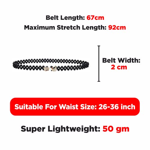 Image of REDHORNS Rhinestone Elastic Waist Belt for Women Dresses Beaded Design Stretchy Slim Waistband, Belly Chain Kamarband for Ladies Saree - Free Size