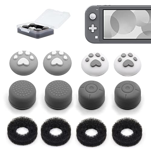 ZHI-NYLLDJS Juego de tapas para joystick compatibles con Nintendo Switch/OLED/Lite, tapas analógicas de silicona para controladores de interruptor, color gris, 4 pares (8 piezas), anillos de precisión