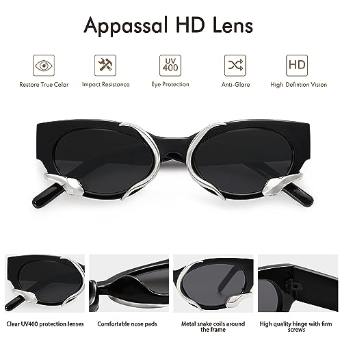 Trendy Sunglasses for Women Men Vintage Narrow Cateye Metal Snake Sunnie Y2k Accessories AP3621