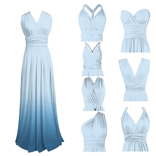 Longue robe de demoiselle d'honneur à col en V modulable pour célébrer un mariage avec élégance