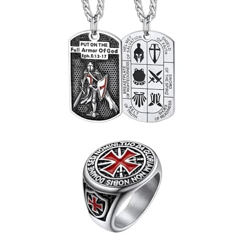 FaithHeart Knights Templar Necklace and Red Cross Ring