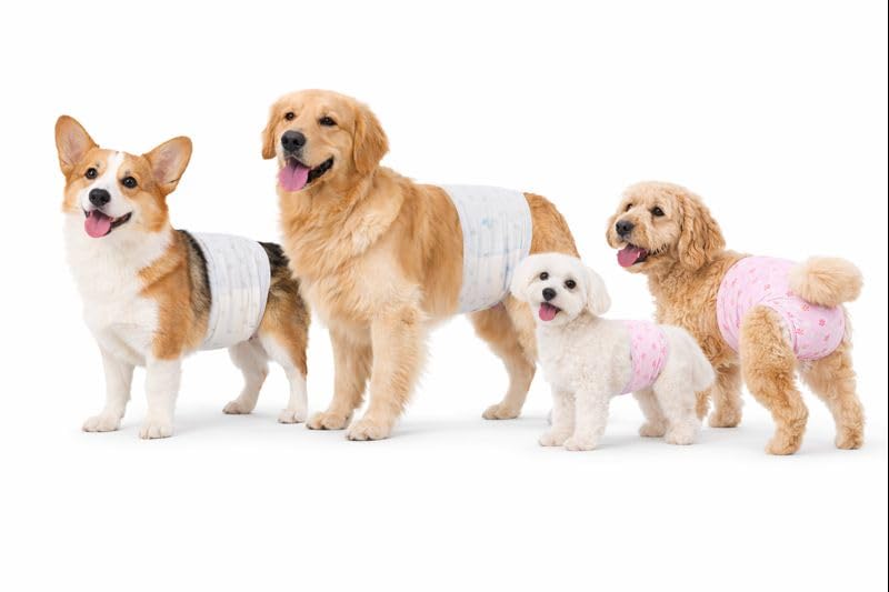 BLUESAKI HOME Disposable Dog Diapers – Male & Female Puppy Nappies, Super Absorbent Leak-Proof Pet Diapers, Breathable & Comfortable (S–XL) (GREEN, SMALL)