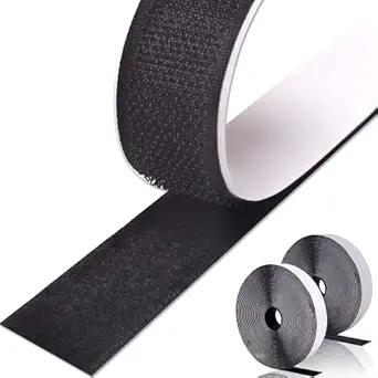 royalkart Self Adhesive Hook Loop Tape ; Fabric Fastener Interlocking Tape for Sewing Crafts, DIY, Clothes |Black Craft Tape| (9m Hook + 9m Loop)(Black)