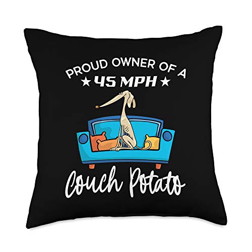 Proud Owner 45 mph Couch Potato Paws Dog Breed Throw Pillow
