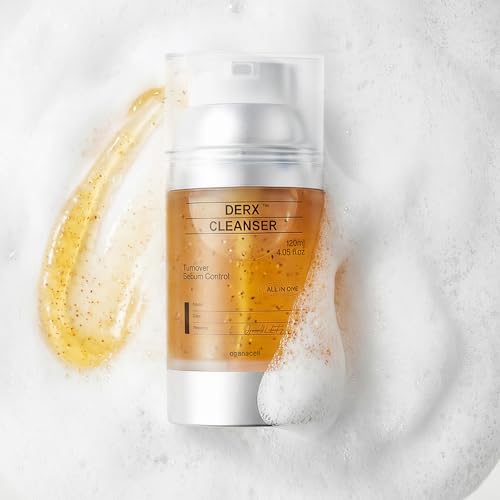 OGANA CELL DERX Revitalizing Facial Cleanser with Peptides & Walnut Microbeads - Gentle Exfoliating Gel To Foam for all Skin, Korean Clinic-Developed Korea Skin care (120ml/4.05 fl.oz.)