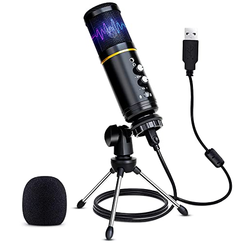 USB Microphone, USB Microphone for Computer, Condenser Recording, PC Microphone for Mac & Windows,Professional Plug&Play Studio Microphone for Gaming, Podcast, YouTube Videos,Voice Overs and Streaming
