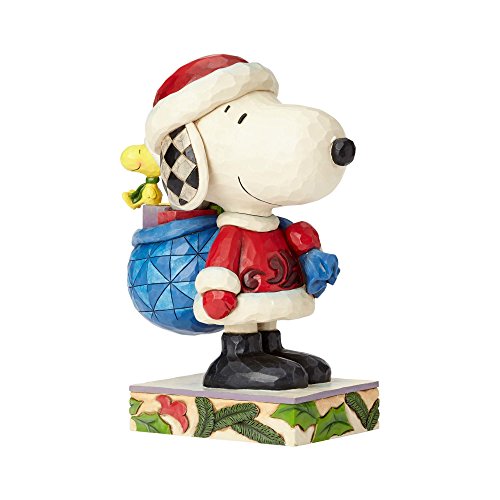 Enesco 4057672 Peanuts by Jim Shore Santa Snoopy & Woodstock Stone Resin Figurine, 10.25