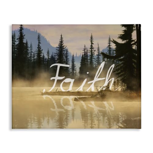 Stupell Industries Faith Calligraphy Lake, 16 x 20 Inch Canvas Wall Art