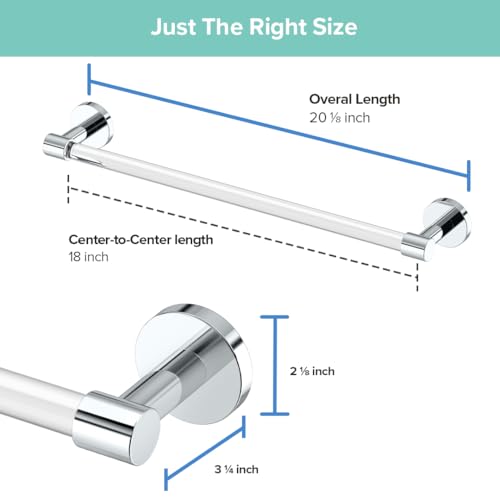 Image of Gatco 5711 Clarion Towel Bar | 18 inch L Bathroom Towel Rack| Wall Mount Bathroom Towel Holder | Crystal-Clear Acrylic & Chrome Finish