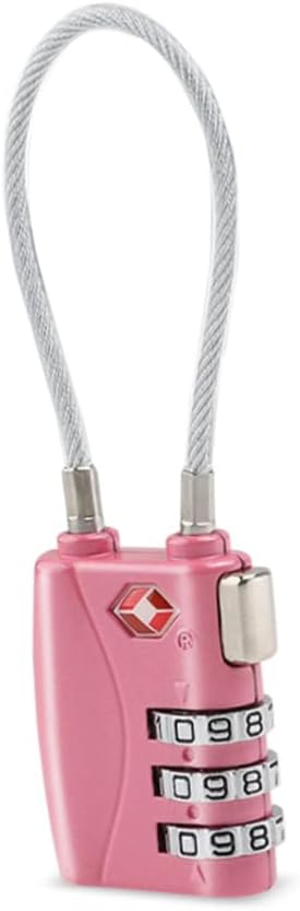 Uonlytech TSA Approved Pink Cable Luggage Lock Combination Password Padlock for Suitcase Backpack Bags Durable Zinc Alloy Security Lock