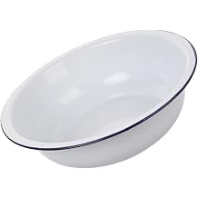 Enamel Wash Basin Large 36cm Thickened White Vintage Enamelware Mixing Bowl Kitchen Sink Dish Basin for Washing and Mixing