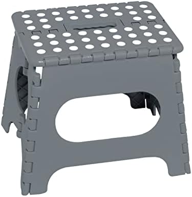 ZYBUX - 11" Folding Step Stool |Lightweight Plastic - Foldable Step Stool Non Slip Stools for Bathroom Bedroom Kitchen Steps Fold Away | Indoor or Outdoor Use 27cm x 22cmx29cm (Medium, Black)
