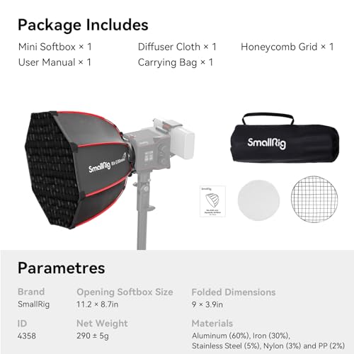 SmallRig 11.4”/29cm Mini Parabolic Softbox Quick Release, Compatible with SmallRig RC 60B/60C, RC 100B/100C Series COB LED Video Light, RA-D30-4358 by SMALLRIG - Image 7