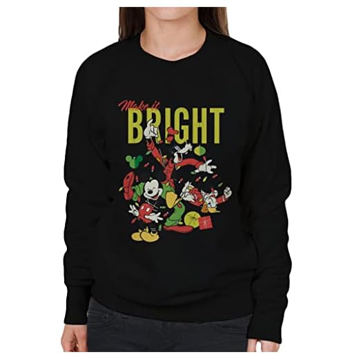 Disney Musse Pigg jul Make It Bright damtröja, Svart, XL