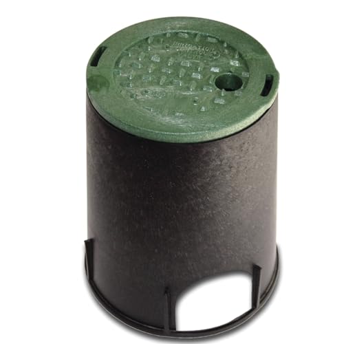 Rocky Mountain Goods 6” Round Valve Box and Cover - 9” Height Sprinkler Valve Box Base Extension with Green Cover Lid - Clean Organized Protection for Irrigation Valves - Easy Install