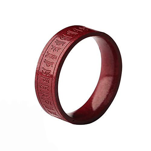 Nobuwile Cinnabar Feng Shui Ring Good Luck Ring Scripture Feng Shui Ring for Attract Wealth Money Protection Good Luck Amulet (US 12)
