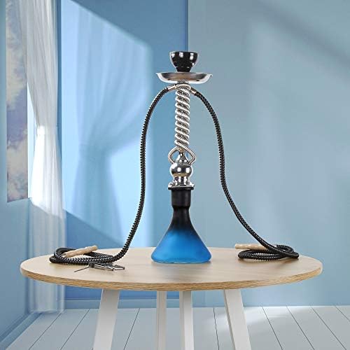 REAMIC 22" Double Hose Hookah Set with Everything 2 Hose Glass Shisha Hookahs Complete Set Combo Kit (Blue) ¡­ 