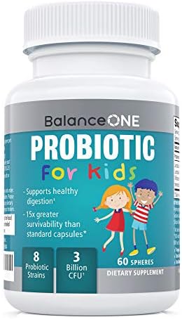 Balance ONE Probiotic for Kids, 2 Month Supply, Children’s Gut Health and Digestive Support, Time Release 15x More Effective, Shelf Stable, Sugar Free Kids Probiotic, 60 Easy to Swallow Tablets
