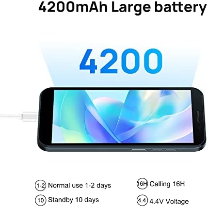 Mobile Phones SIM Free Unlocked, DOOGEE X97 Android 12 4G Smartphone, 6.0'' HD+ Display, 4200mAh Battery, Triple Card Slots, 3GB RAM 16GB ROM, 256GB Extension, Dual SIM, GPS, Face ID, UK Version-Black