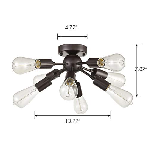Image of Dazhuan Vintage Antique Metal 8-Light Sputnik Chandeliers Semi Flush Mount Ceiling Light Pendant Lamp Fixture with 8 Bulb Sockets