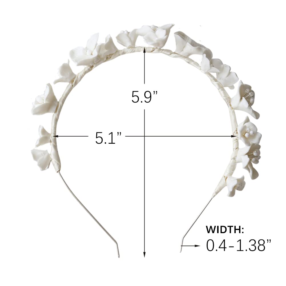 Porcelain White Flower Headband Floral Garland Crown Halo Headpiece Goddess Accessory Pageants Birthday Wedding Party