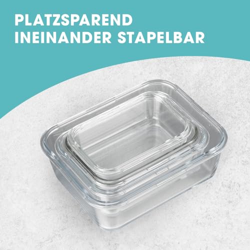 Foto von GOURMETmaxx Glas-Frischhaltedosen Klick-it 4er Set | Als Brotdose oder für Meal Prep | Spülmaschinen- Mikrowellen- und Gefrierschrankgeeignet | Aufbewahrungsbox mit Deckel mit Silikon Dichtungsring