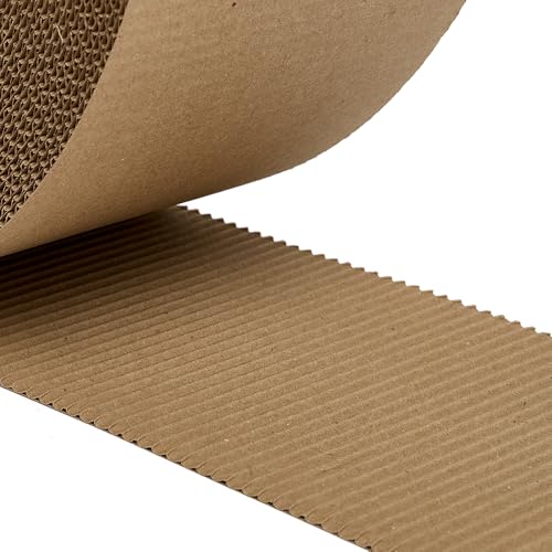 Paper Mart Corrugated Cardboard Roll, 4 Inches x 250 Linear Feet Roll, Regular “B” Flute ⅛ Inch Thick and 50/50 Basis Packing Paper Roll