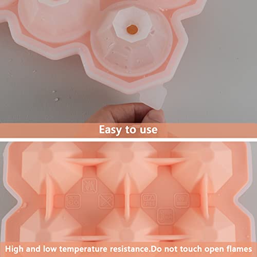 Ice Cube Tray, Large Diamond Ball Ice Maker 1.8 X 1.5 Inch Silicone Ice Cube Mold Easy Release For Cocktails, Drinks, Whiskey, Bourbon & Homemade Juice (Pink) #TOP4