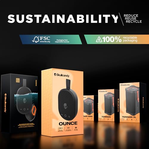 Skullcandy Ounce Wireless Bluetooth Speaker - IPX7 Waterproof Mini Portable Speaker with 16 Hour Battery, Downward Firing Passive Radiator, and Ballistic Nylon Carry Strap - image 8