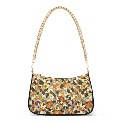 Bolso cruzado de cadena con patrón geométrico práctico dibujado para mujer para el trabajo, Patrón geométrico práctico dibujado
