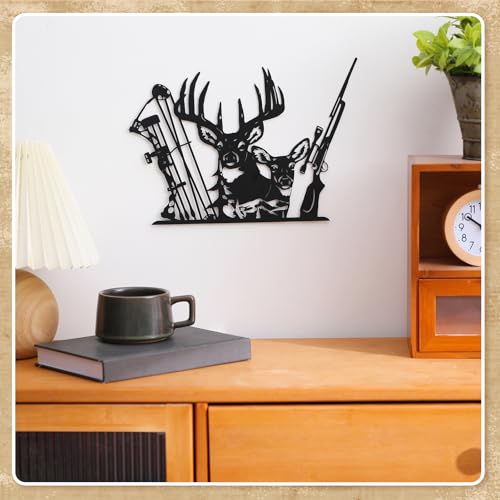 Tandefio Metal Deer Hunting Room Decor Deer Decor for Home Rustic Cabin Wall Art Cabin Wildlife Hunting Wall Decoration Christmas Fathers Day Hunter Gift(Black)