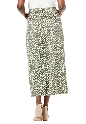 Jessica London Women\'s Plus Size Classic Cotton Denim Long Skirt 100% Cotton - 20, Medium Stonewash